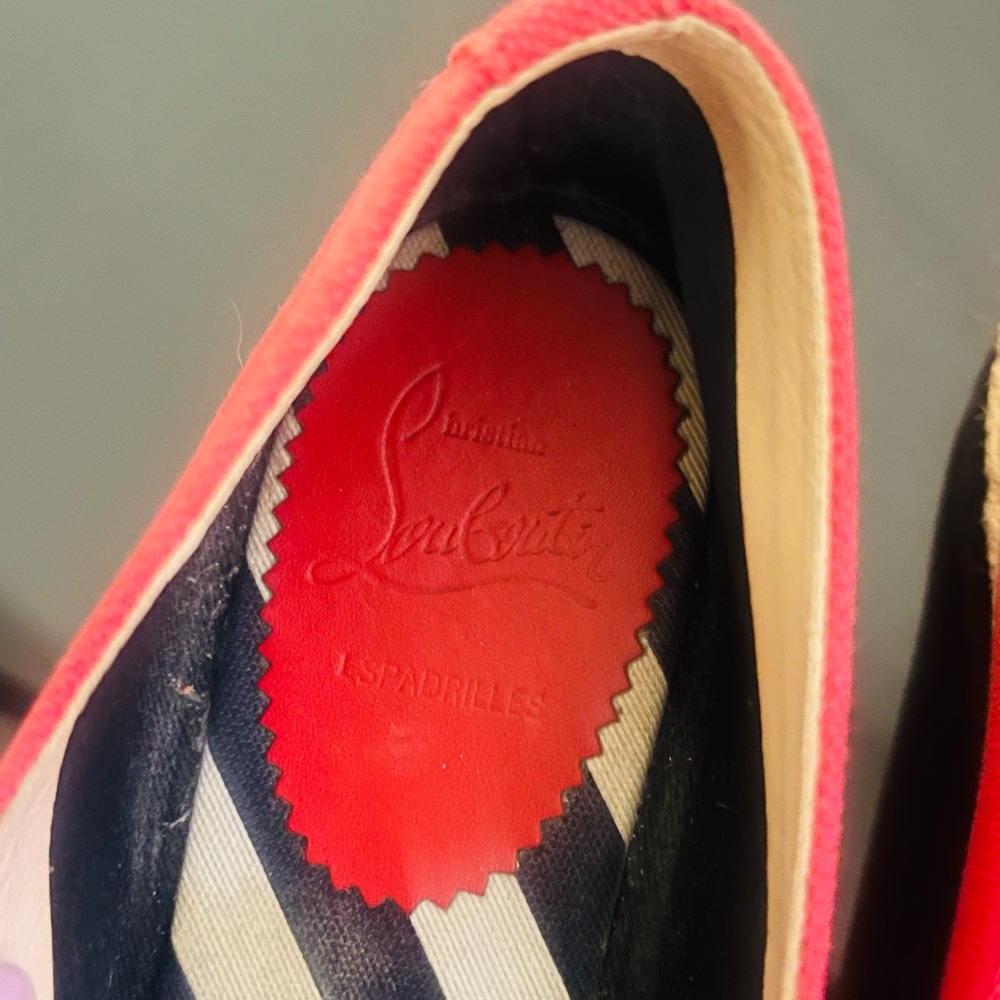 Christian Louboutin Red and Black Slip-On Espadrilles - Picture 3 of 7